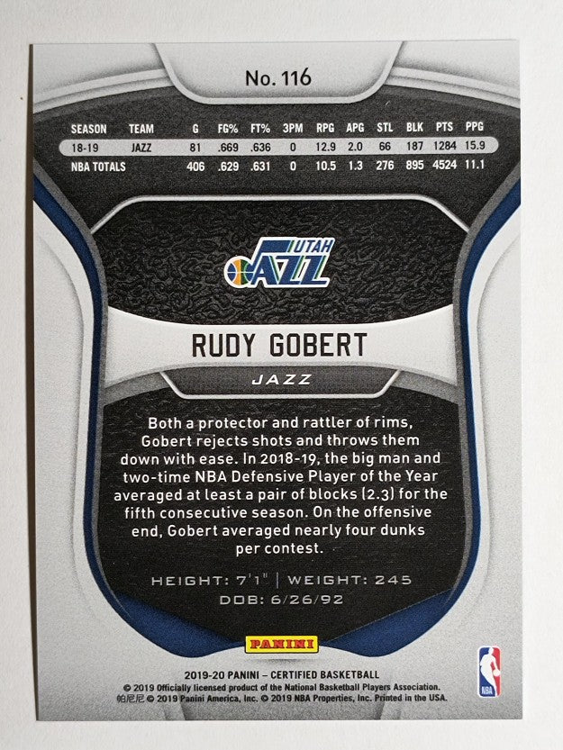 2019-20 Certified Mirror Blue #116 Rudy Gobert