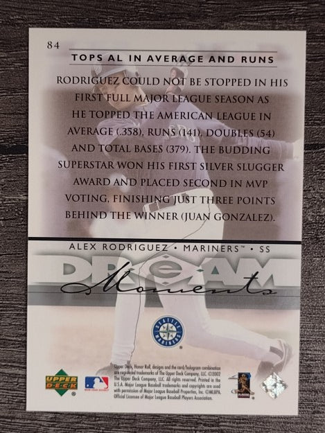 2002 Upper Deck Honor Roll #84 Alex Rodriguez