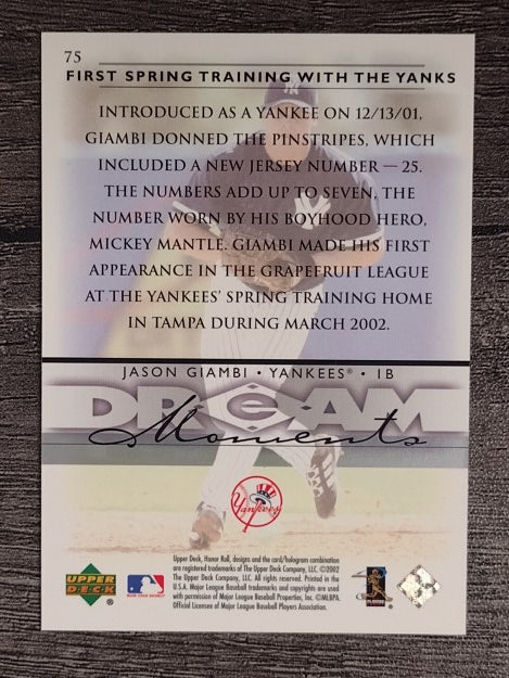 2002 Upper Deck Honor Roll #75 Jason Giambi