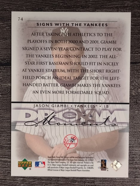 2002 Upper Deck Honor Roll #74 Jason Giambi