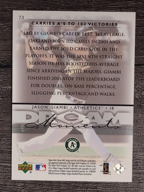 2002 Upper Deck Honor Roll #73 Jason Giambi