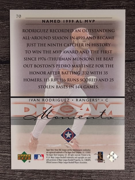 2002 Upper Deck Honor Roll #70 Ivan Rodriguez