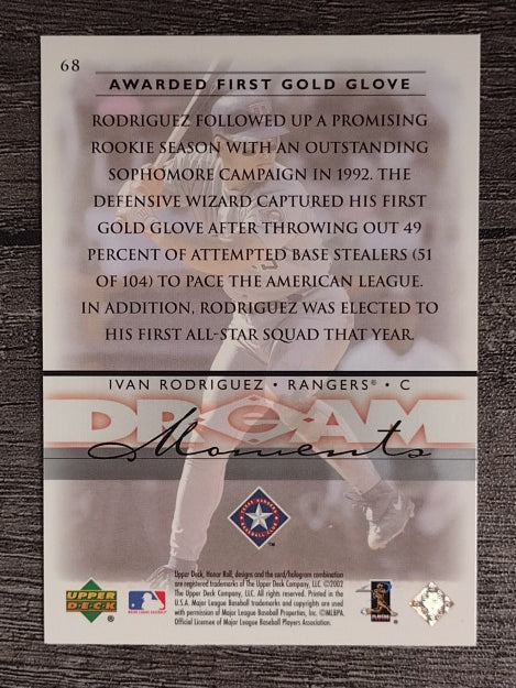 2002 Upper Deck Honor Roll #68 Ivan Rodriguez