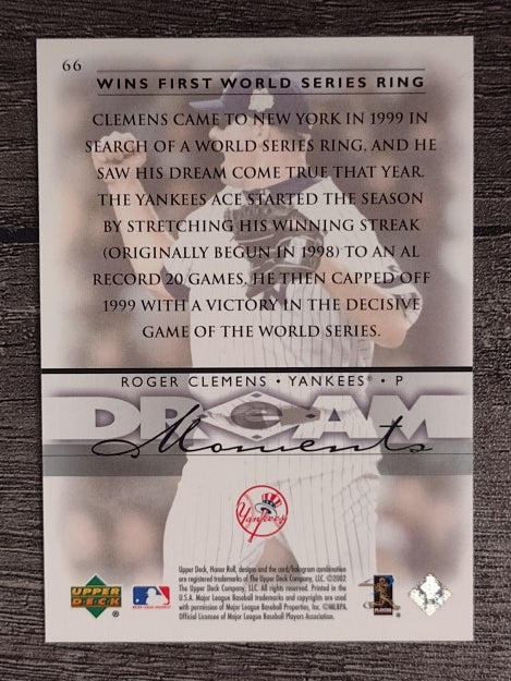 2002 Upper Deck Honor Roll #66 Roger Clemens