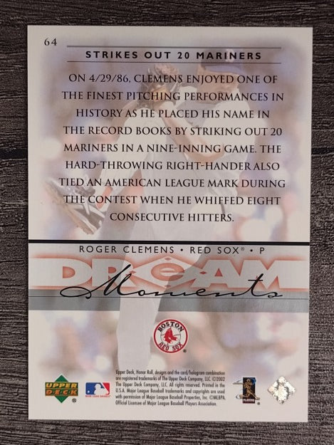 2002 Upper Deck Honor Roll #64 Roger Clemens