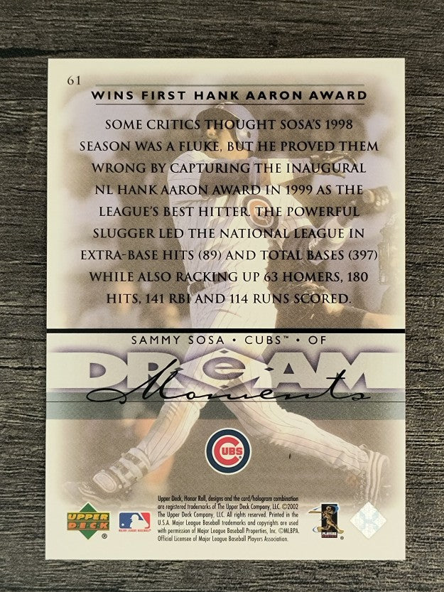 2002 Upper Deck Honor Roll #61 Sammy Sosa