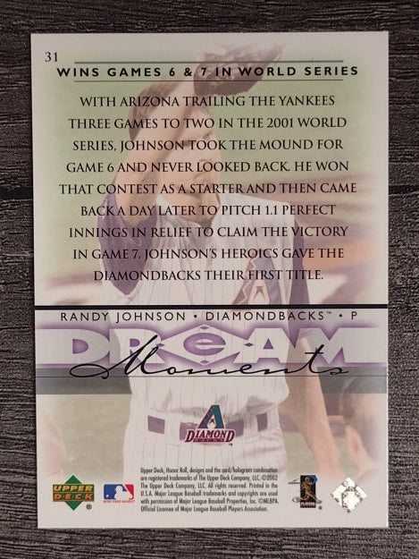 2002 Upper Deck Honor Roll #31 Randy Johnson