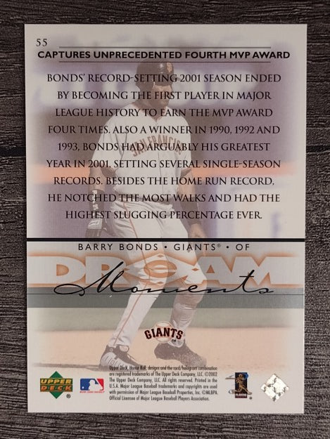 2002 Upper Deck Honor Roll #55 Barry Bonds