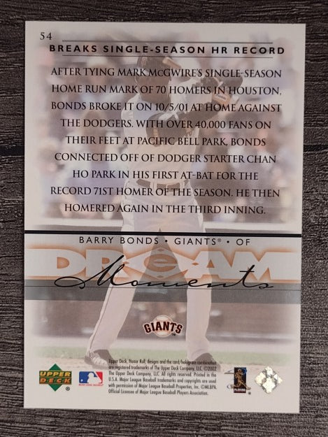 2002 Upper Deck Honor Roll #54 Barry Bonds