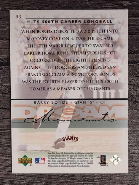 2002 Upper Deck Honor Roll #53 Barry Bonds
