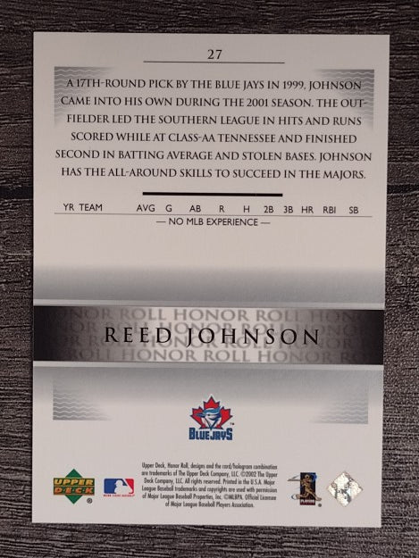 2002 Upper Deck Honor Roll #27 Reed Johnson PD9 RC