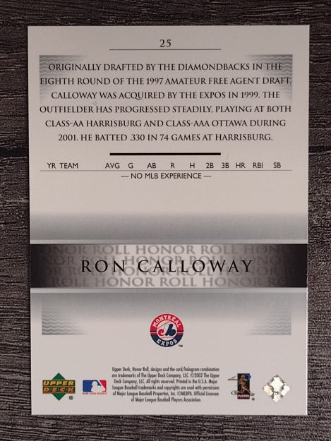 2002 Upper Deck Honor Roll #25 Ron Calloway PD9 RC