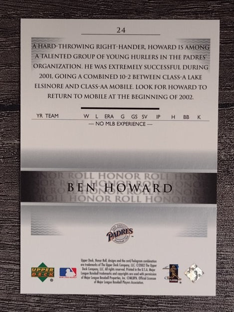 2002 Upper Deck Honor Roll #24 Ben Howard PD9 RC