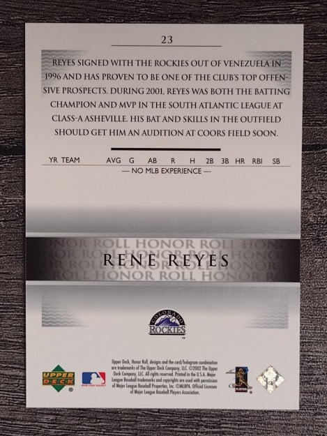 2002 Upper Deck Honor Roll #23 Rene Reyes PD9 RC