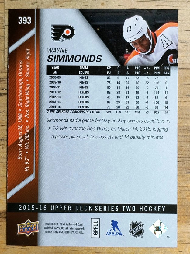 2015-16 Upper Deck #393 Wayne Simmonds