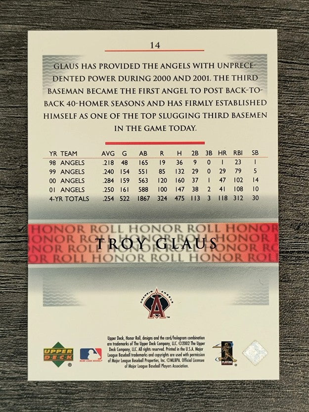 2002 Upper Deck Honor Roll #14 Troy Glaus ALD9