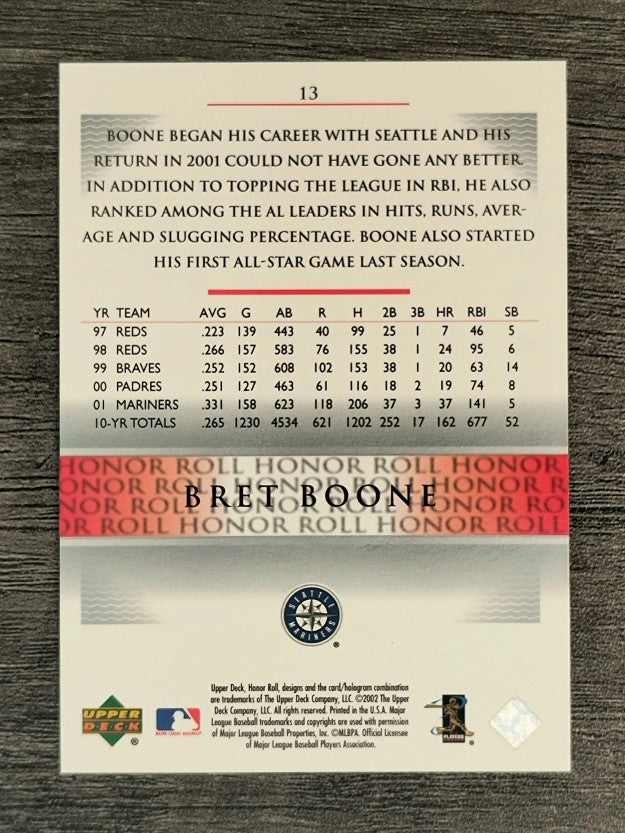 2002 Upper Deck Honor Roll #13 Bret Boone ALD9