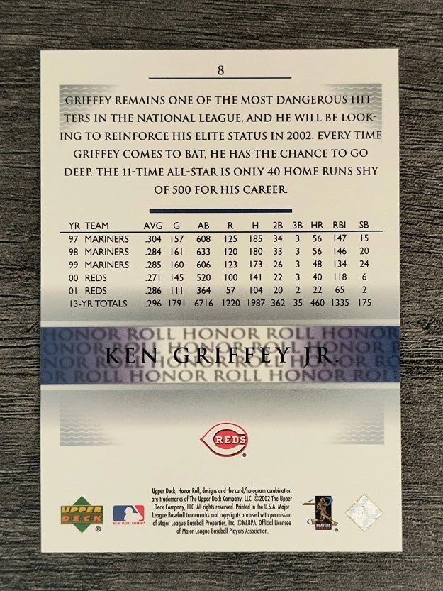 2002 Upper Deck Honor Roll #8 Ken Griffey Jr. NLD9