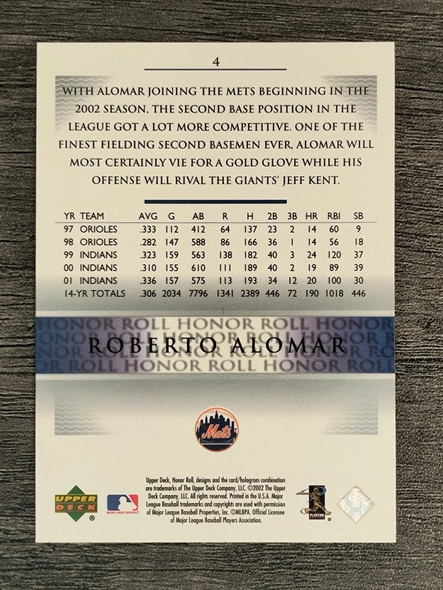 2002 Upper Deck Honor Roll #4 Roberto Alomar NLD9