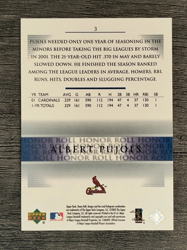 2002 Upper Deck Honor Roll #3 Albert Pujols NLD9