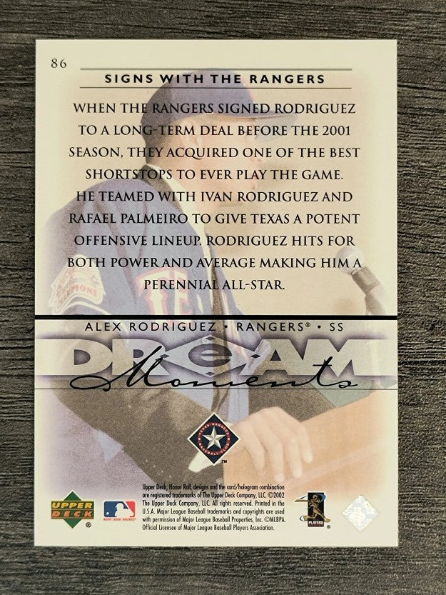 2002 Upper Deck Honor Roll #86 Alex Rodriguez
