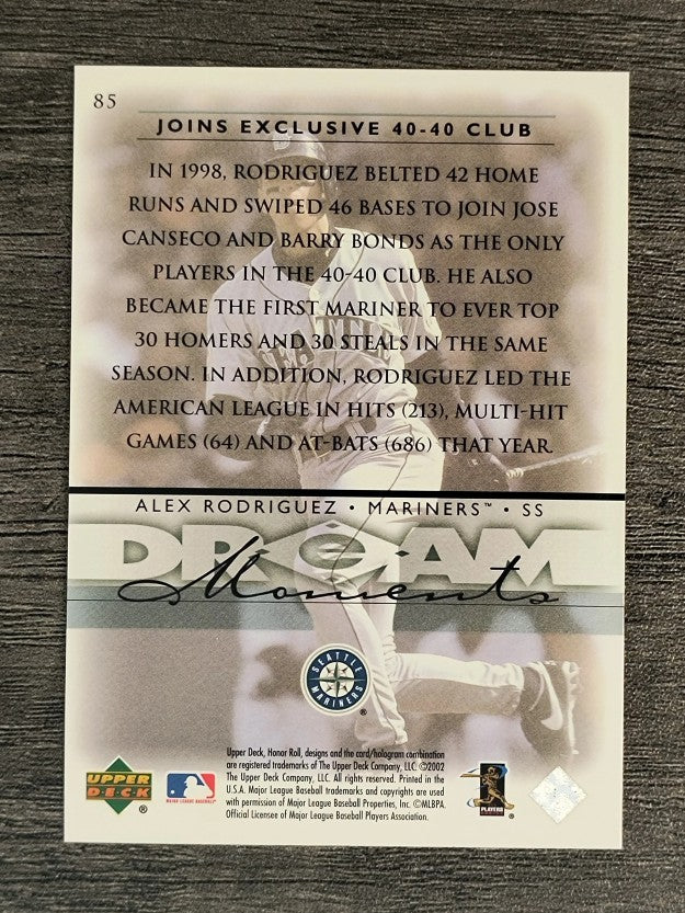 2002 Upper Deck Honor Roll #85 Alex Rodriguez