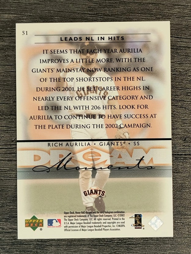 2002 Upper Deck Honor Roll #51 Rich Aurilia