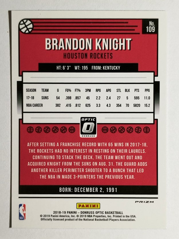 2018-19 Donruss Optic Blue Velocity #109 Brandon Knight