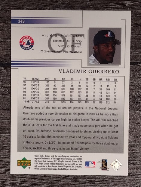 2002 Upper Deck #343 Vladimir Guerrero