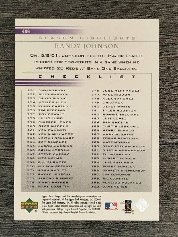 2002 Upper Deck #496 Randy Johnson CL