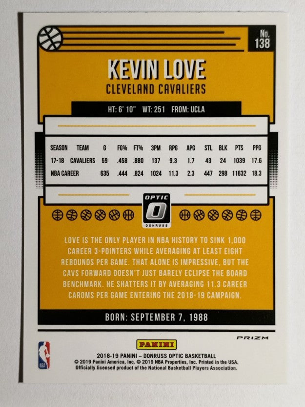 2018-19 Donruss Optic Blue Velocity #138 Kevin Love