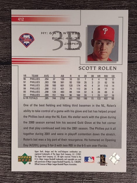2002 Upper Deck #412 Scott Rolen