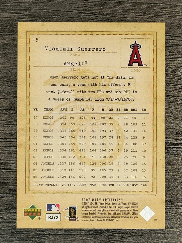 2007 Artifacts #15 Vladimir Guerrero