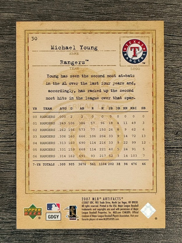 2007 Artifacts #30 Michael Young