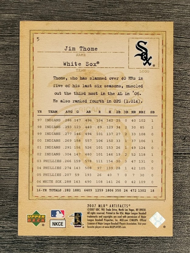 2007 Artifacts #5 Jim Thome