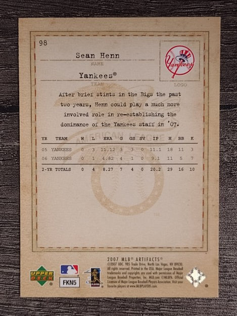 2007 Artifacts #98 Sean Henn