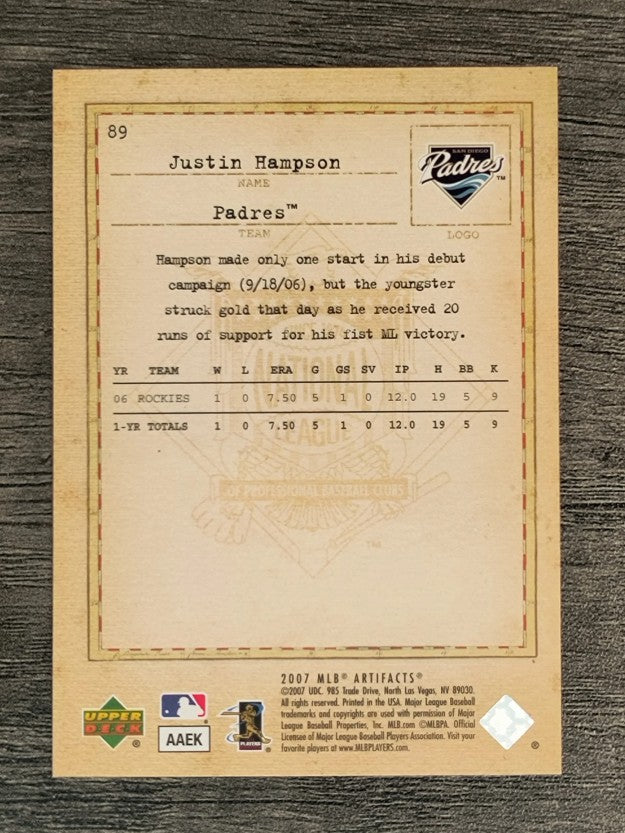 2007 Artifacts #89 Justin Hampson