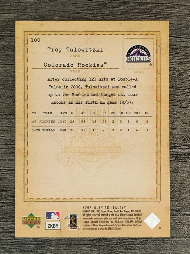2007 Artifacts #100 Troy Tulowitzki