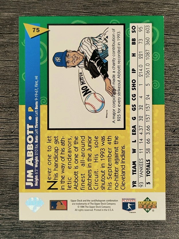 1994 Fun Pack #75 Jim Abbott
