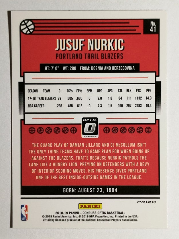 2018-19 Donruss Optic Blue Velocity #41 Jusuf Nurkic
