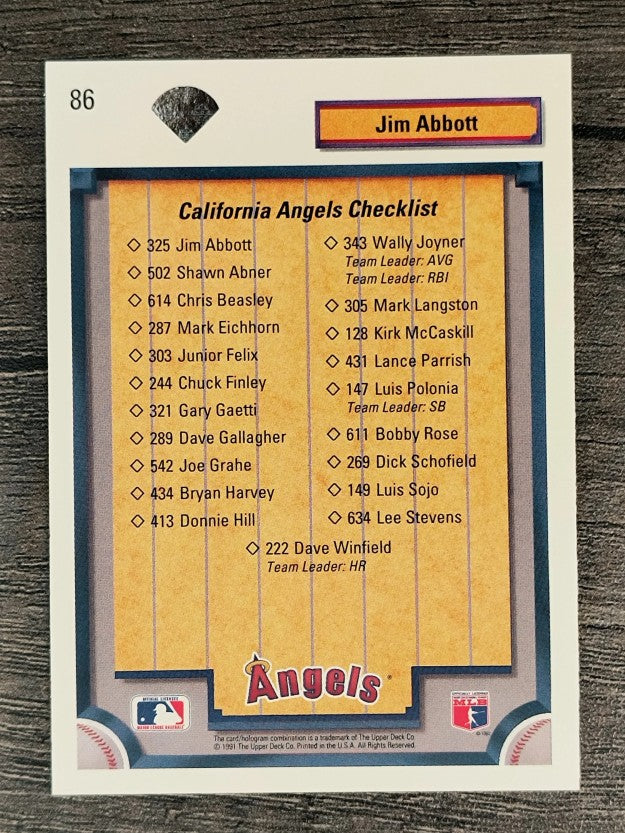 1992 Upper Deck #86 Jim Abbott TC/California Angels