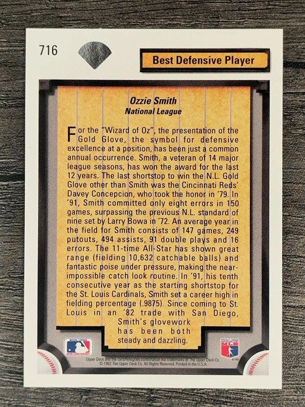 1992 Upper Deck #716 Ozzie Smith DS