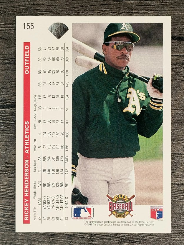 1992 Upper Deck #155 Rickey Henderson