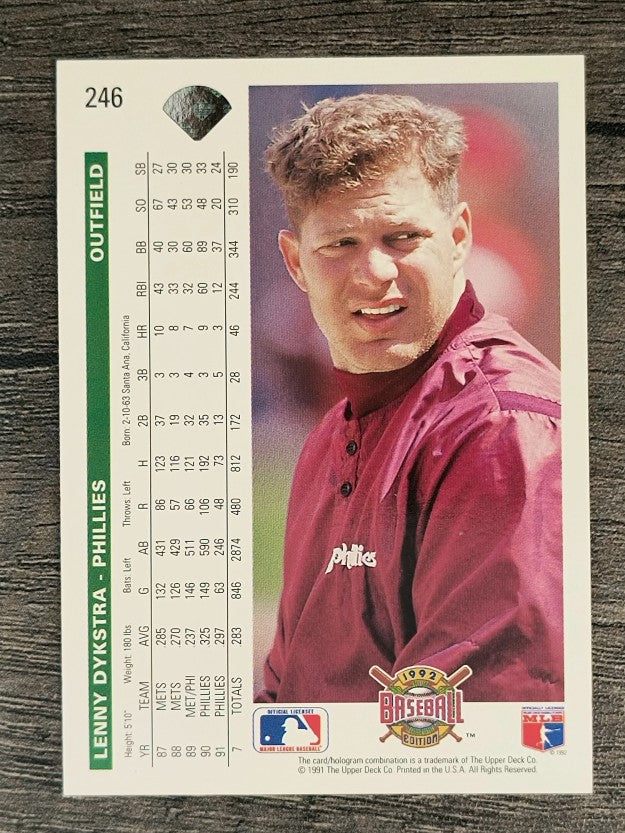 1992 Upper Deck #246 Len Dykstra