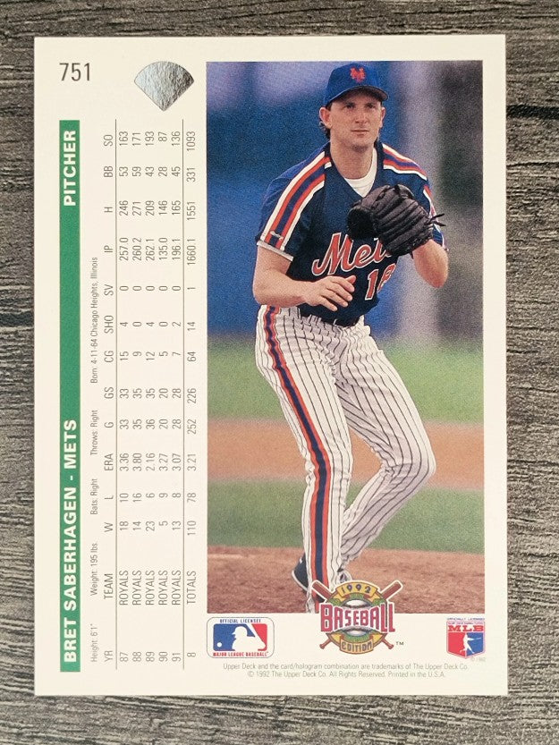 1992 Upper Deck #751 Bret Saberhagen
