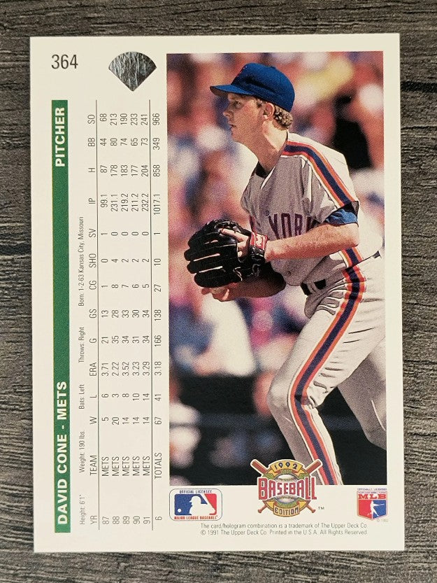 1992 Upper Deck #364 David Cone