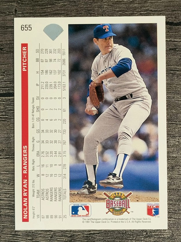 1992 Upper Deck #655 Nolan Ryan
