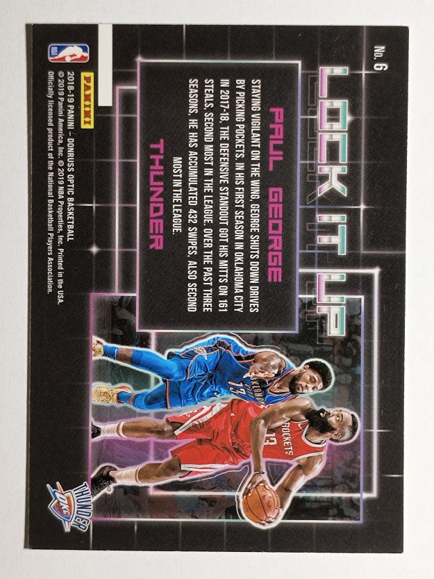 2018-19 Donruss Optic Lock it Up #6 Paul George