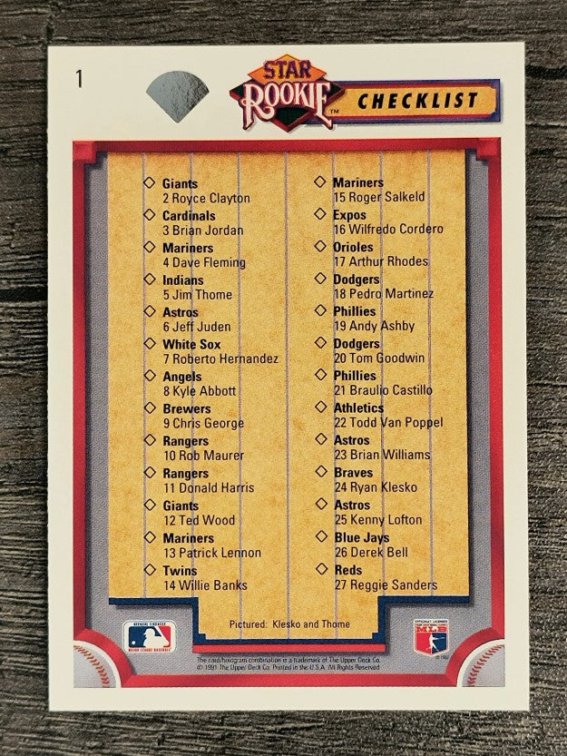 1992 Upper Deck #1 Jim Thome/Ryan Klesko CL