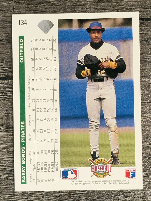 1992 Upper Deck #134 Barry Bonds